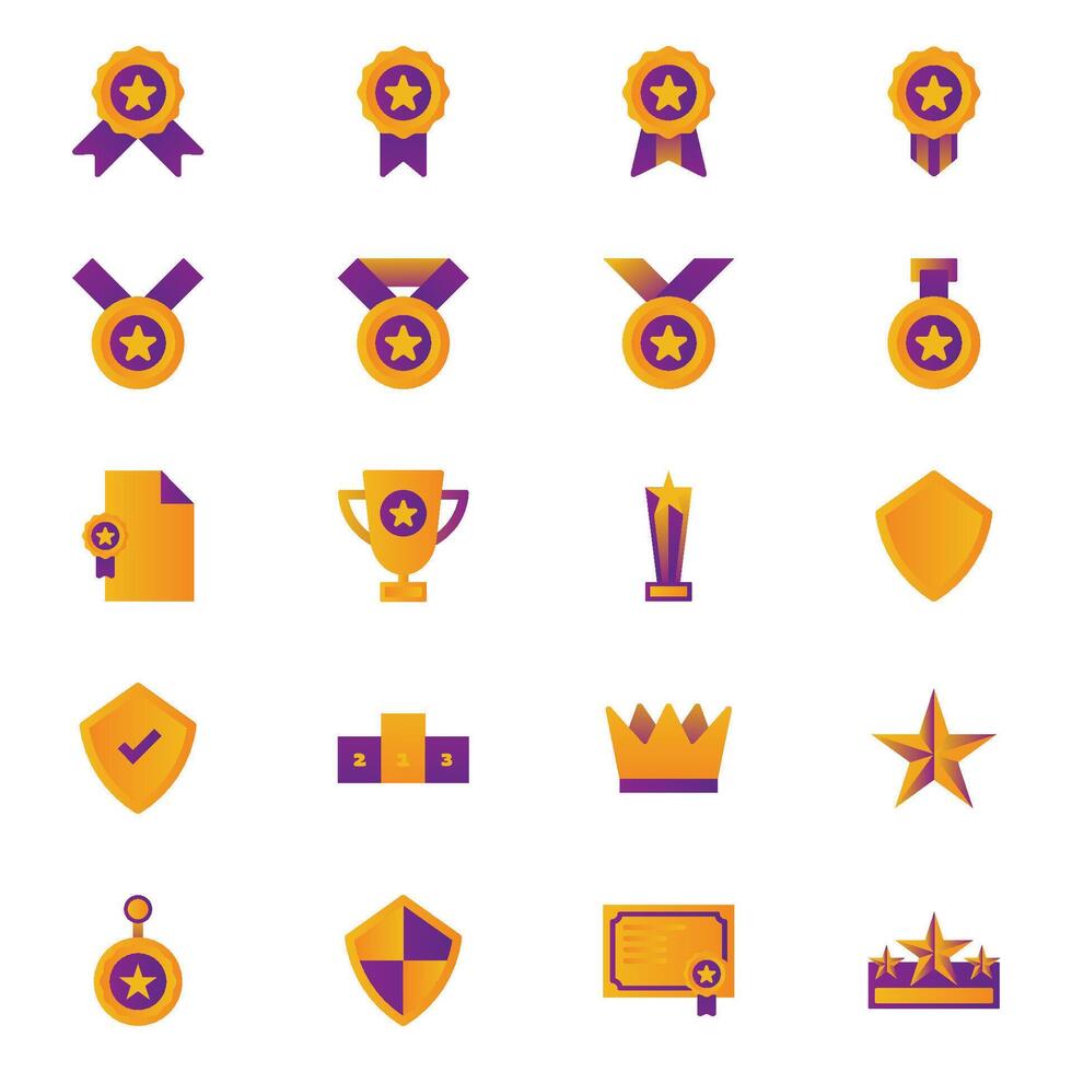 Collection of trophy medal vector