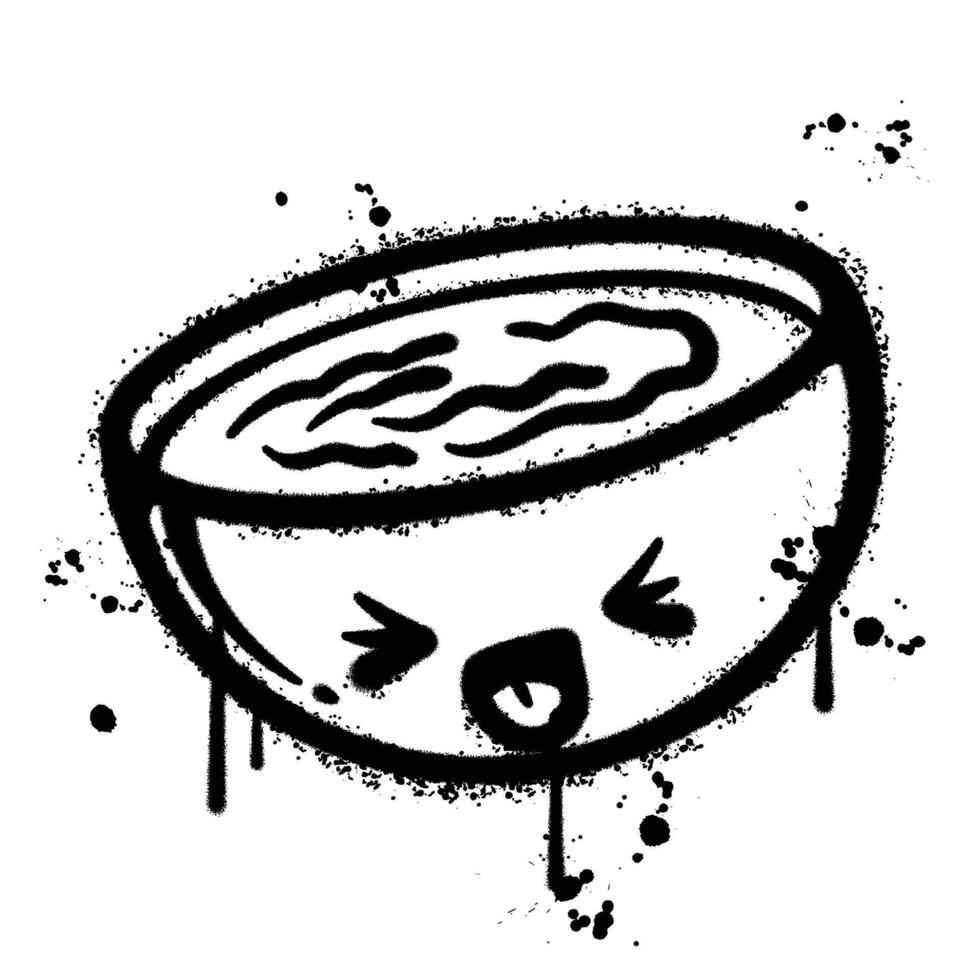 graffiti spray ramen soup isolated on white background vector