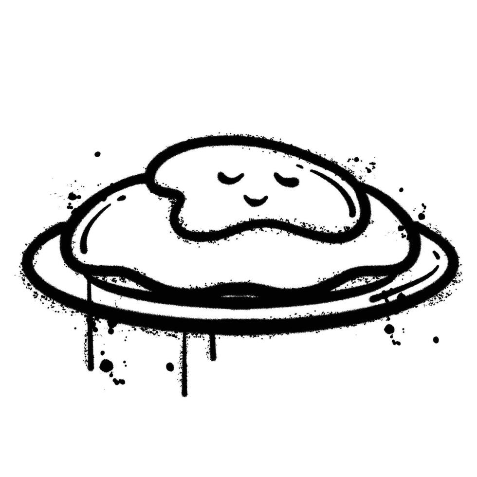 graffiti spray fried egg isolated on white background vector