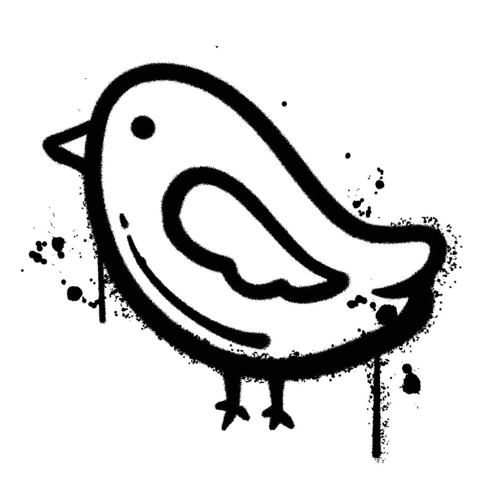 graffiti spray bird isolated on white background vector