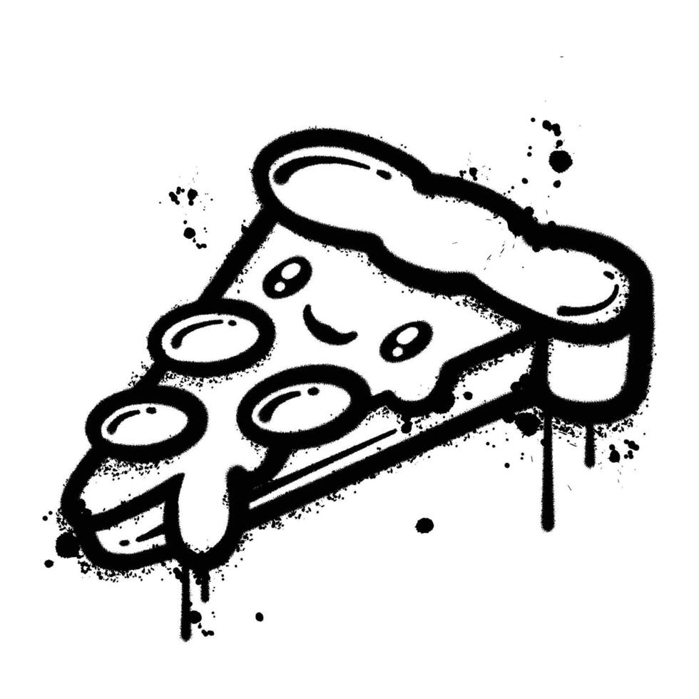 graffiti spray pizza isolated on white background vector