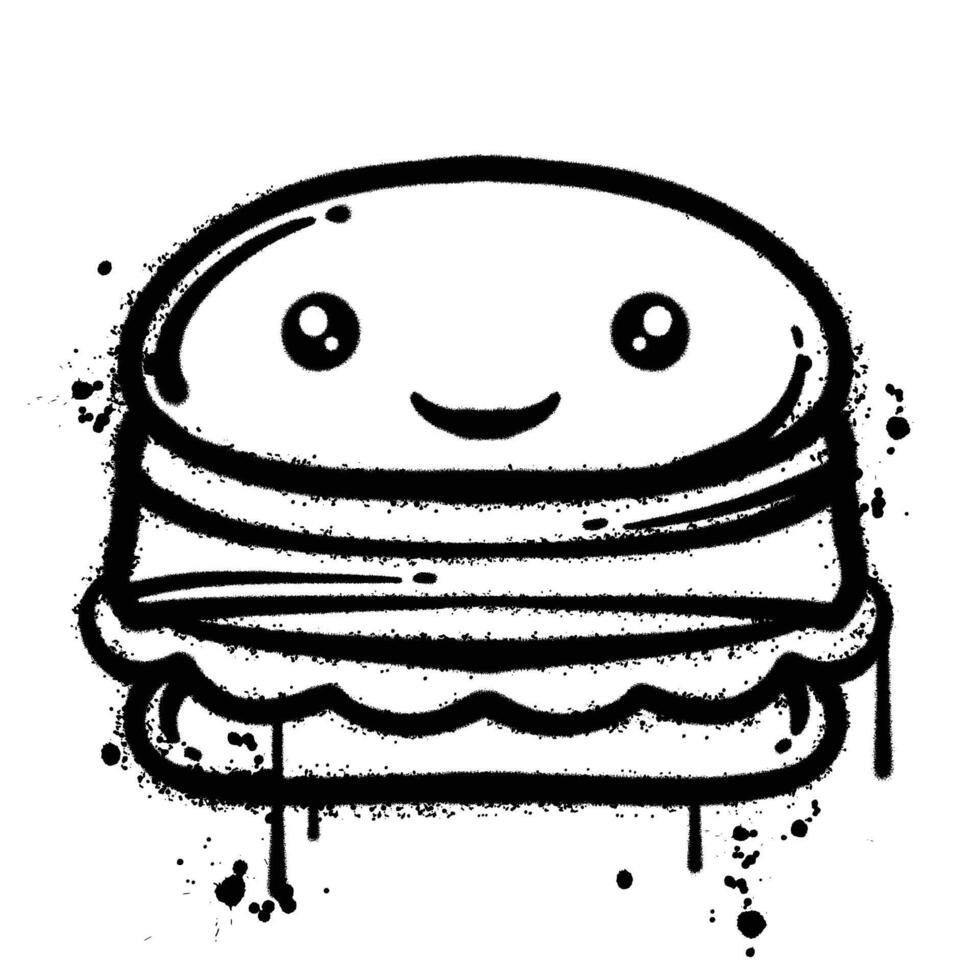 graffiti spray hamburger isolated on white background vector