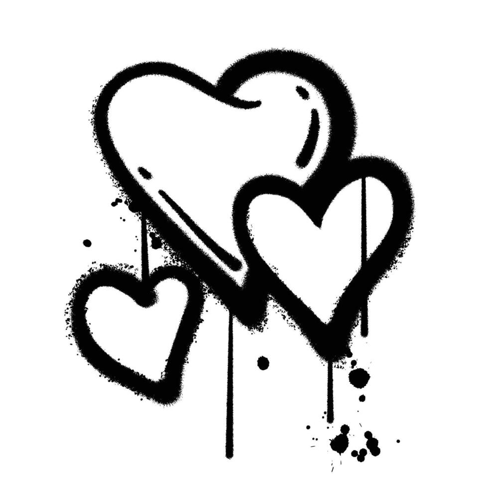 graffiti spray heart isolated on white background vector