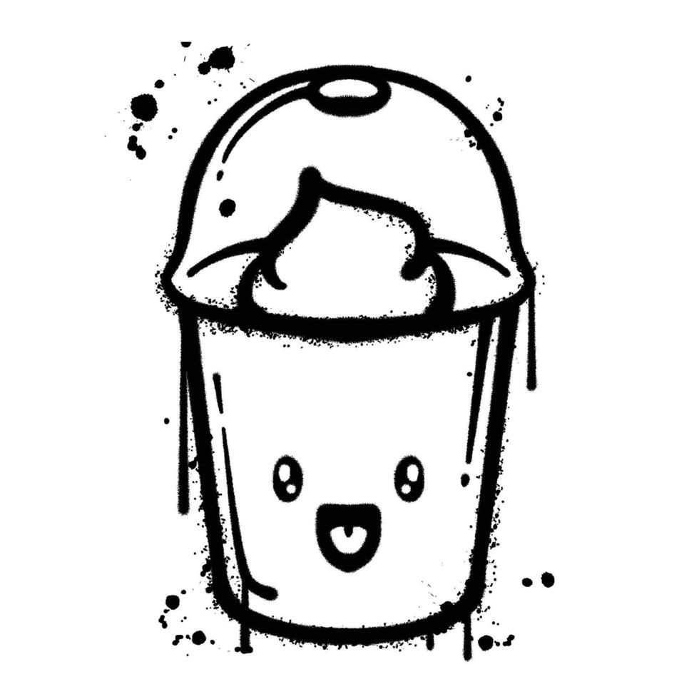 graffiti spray cup ice coffee isolated on white background vector