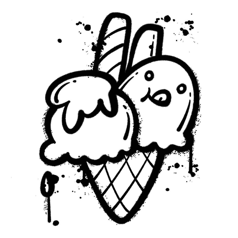 graffiti spray ice cream isolated on white background vector
