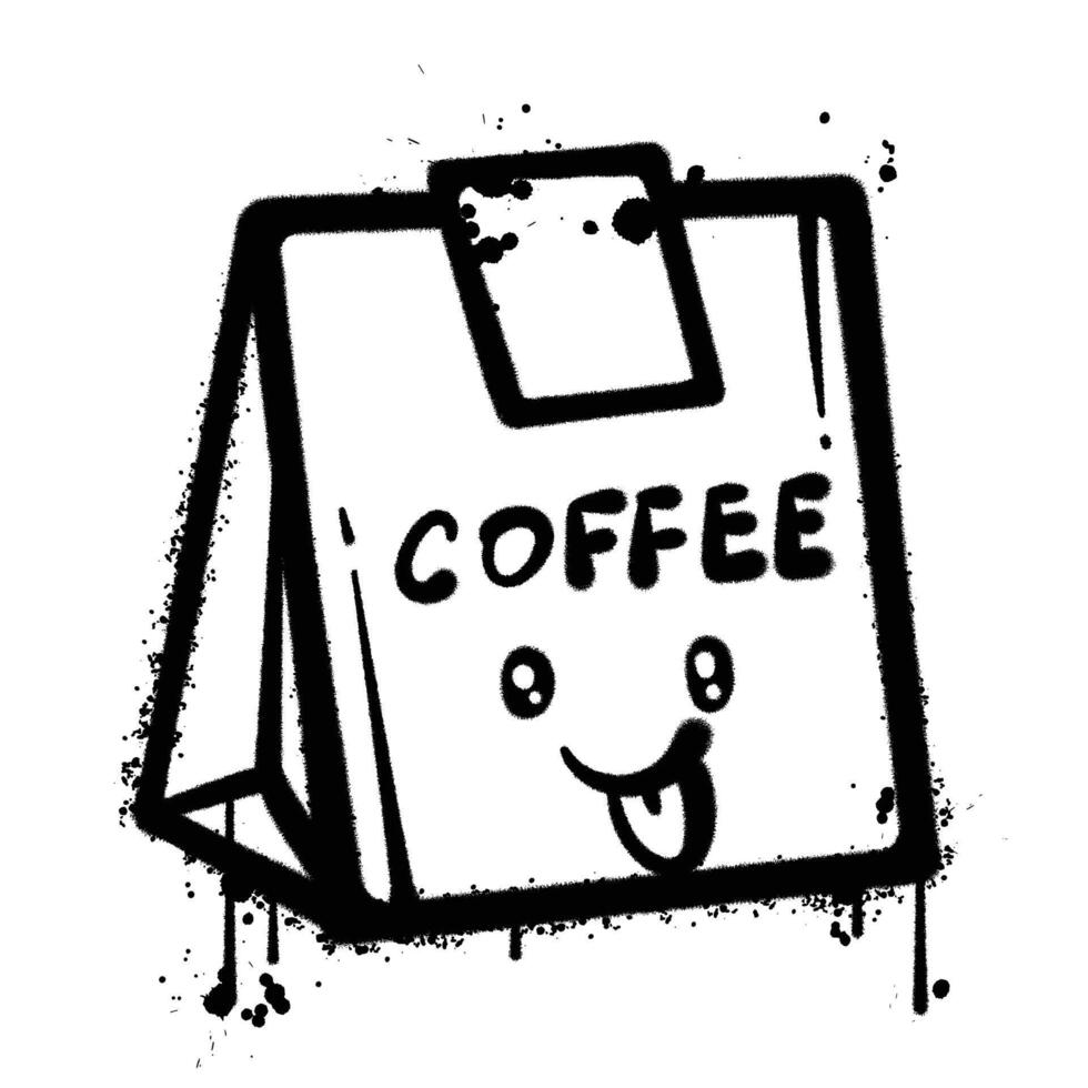 graffiti spray coffee bag isolated on white background vector