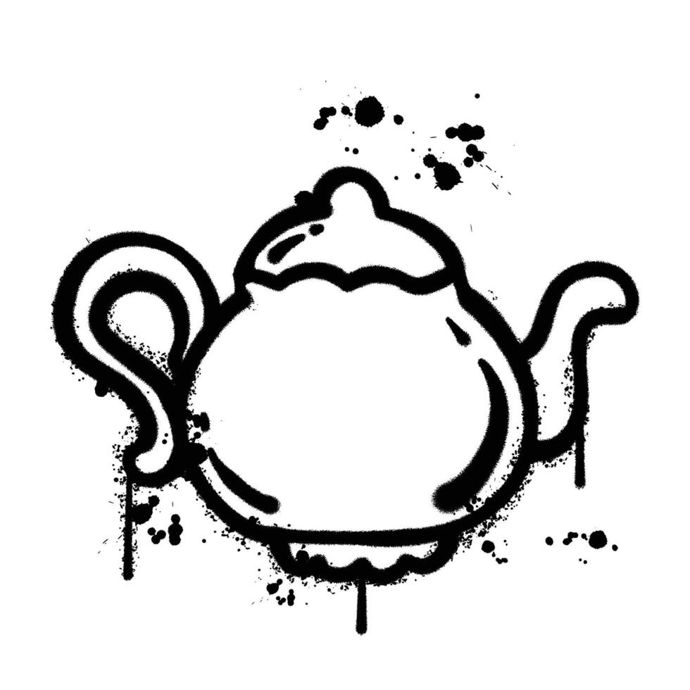 graffiti spray teapot isolated on white background vector