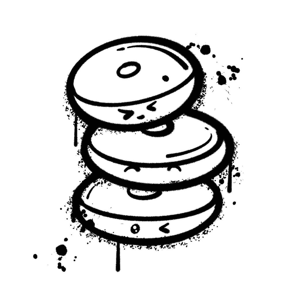 graffiti spray donuts isolated on white background vector