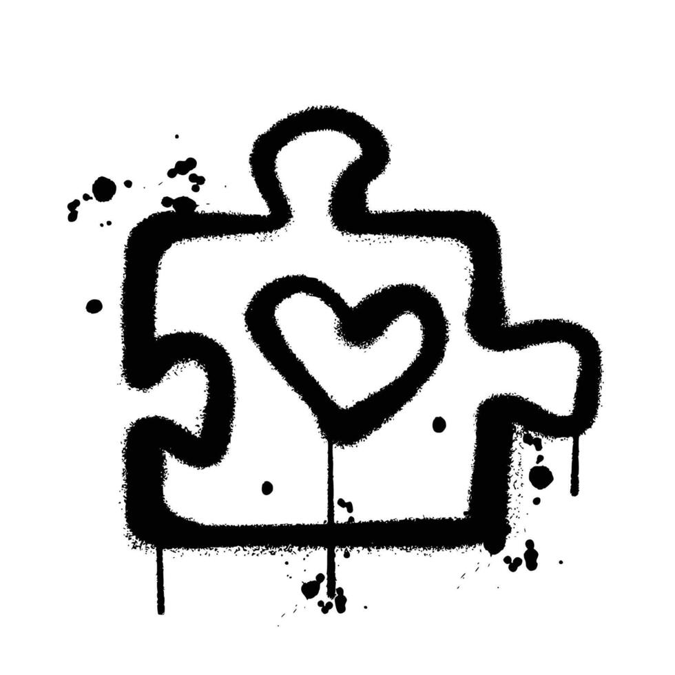 Graffiti spray heart piece puzzle isolated on white background vector