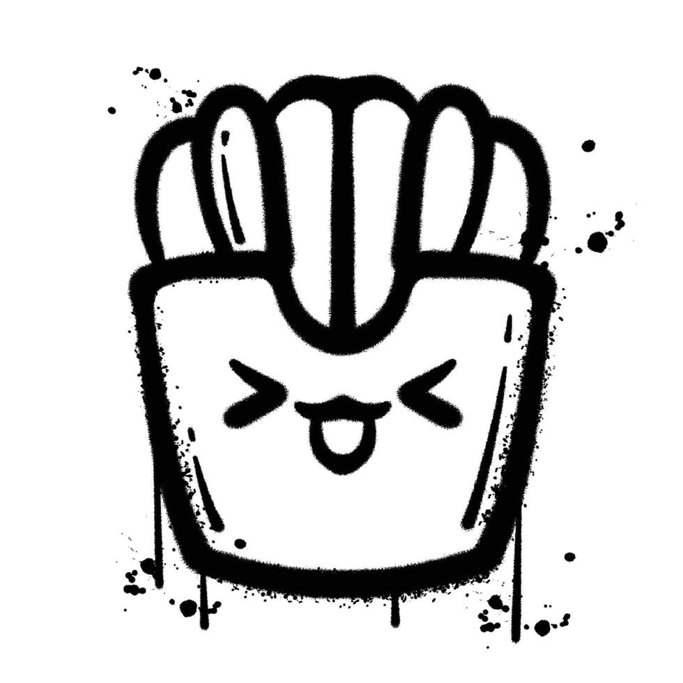graffiti spray cute french fries isolated on white background vector