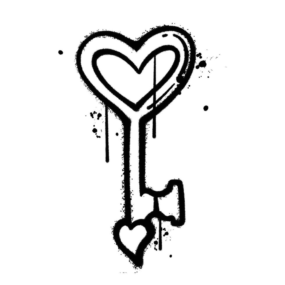 Graffiti spray key love isolated on white background vector