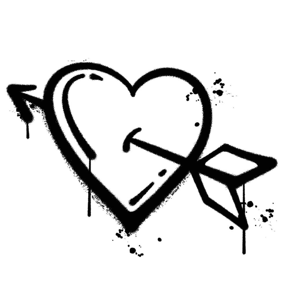 graffiti spray heart arrow isolated on white background vector