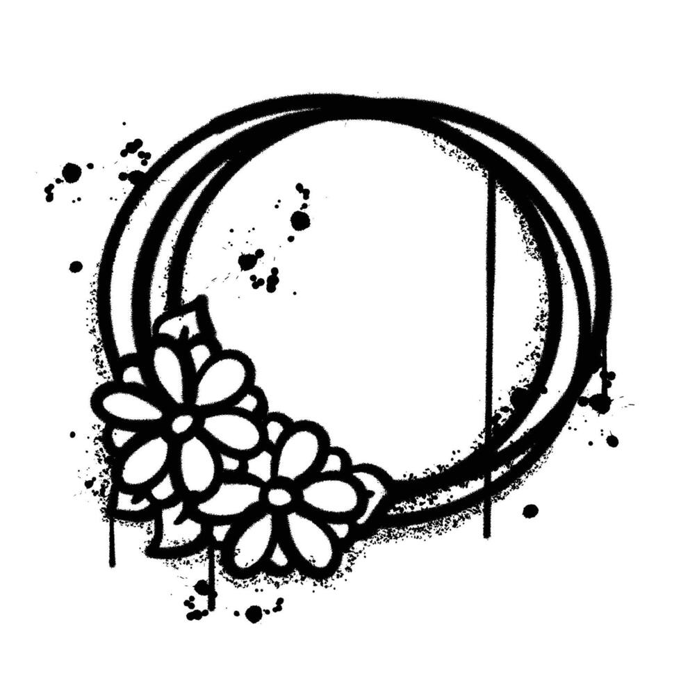 graffiti spray frame floral easter isolated on white background vector