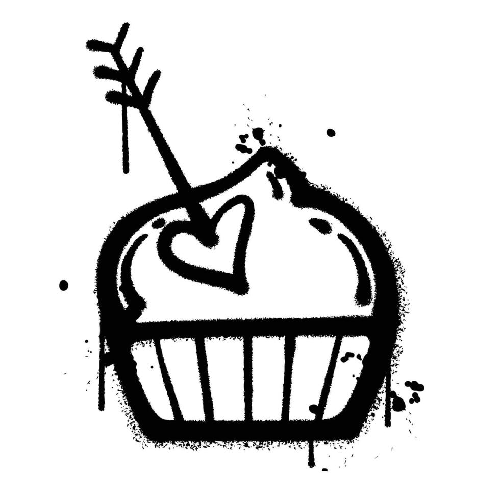 Graffiti spray cake heart isolated on white background vector