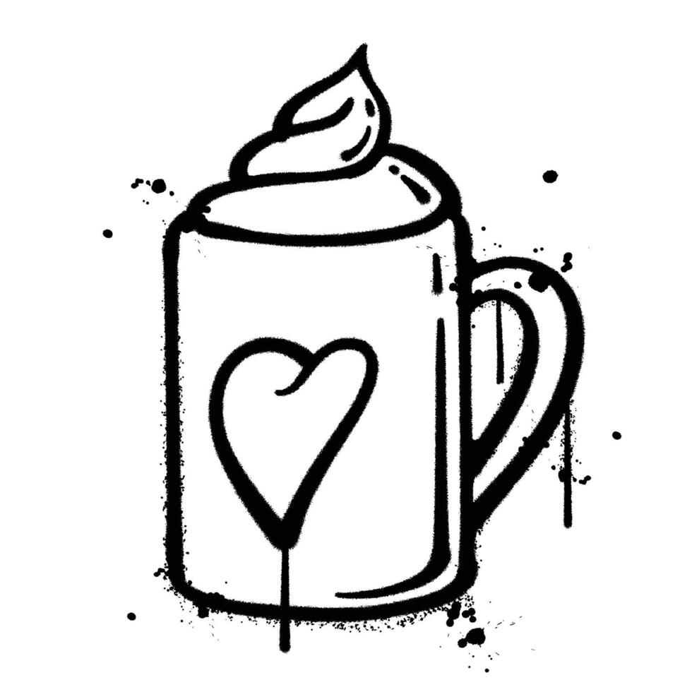 graffiti spray ice cream cup love isolated on white background vector