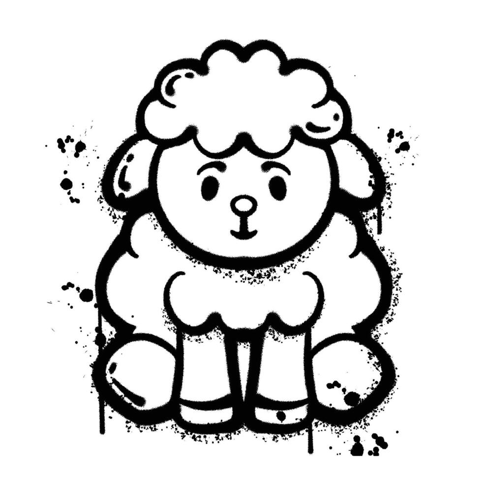graffiti spray baby sheep isolated on white background vector