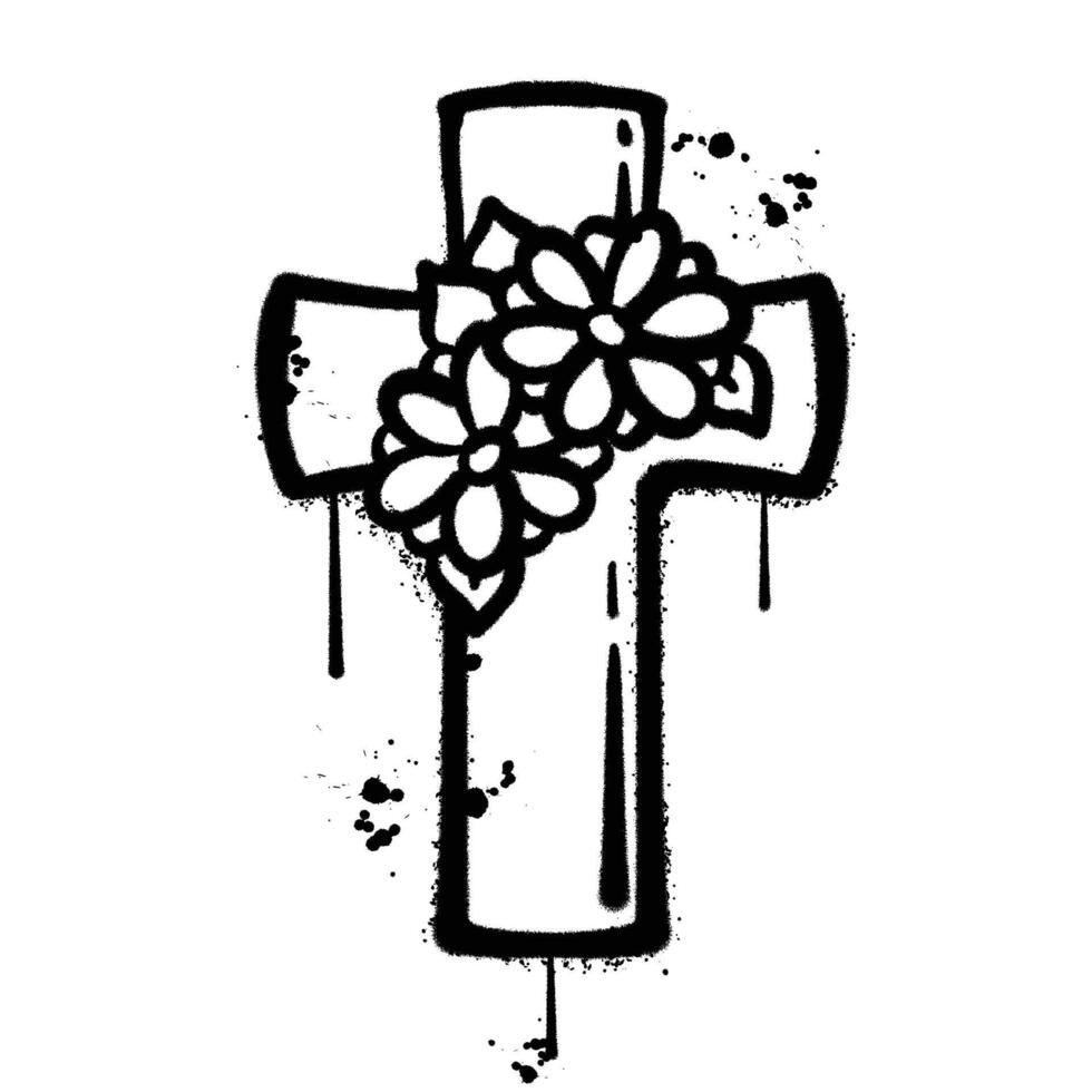 graffiti spray cross symbol easter isolated on white background vector
