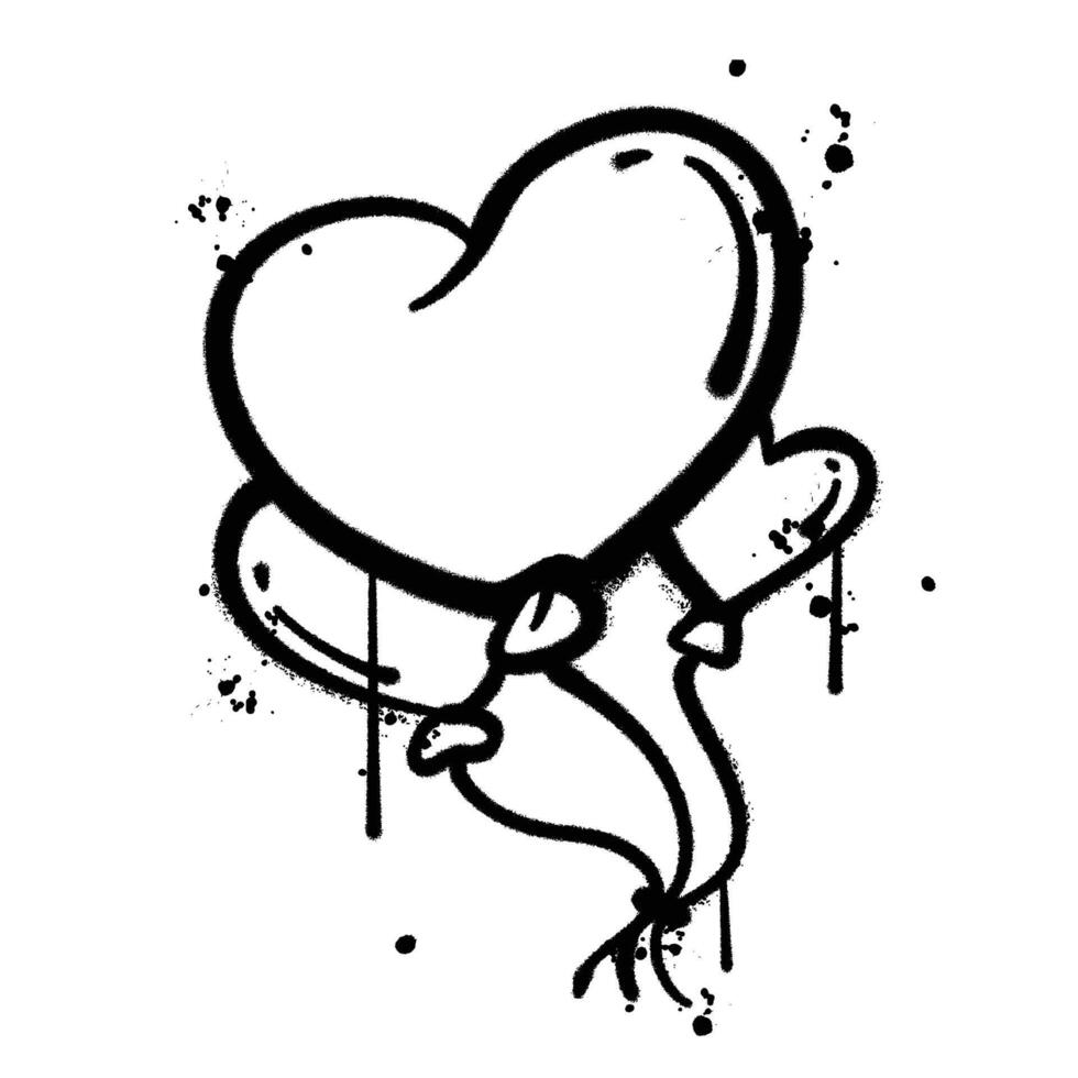 graffiti spray heart balloon isolated on white background vector