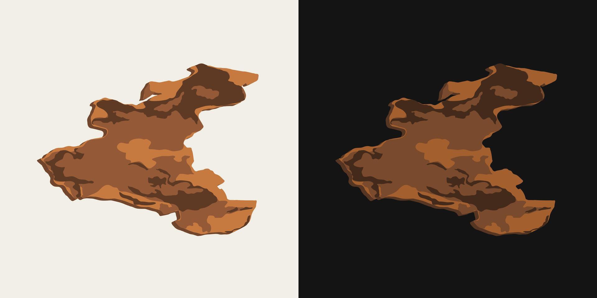 Thin piece of pine, cedar tree bark on black, white background. Image trace, cleaned and simplified illustration. Realistic style. Not AI. vector