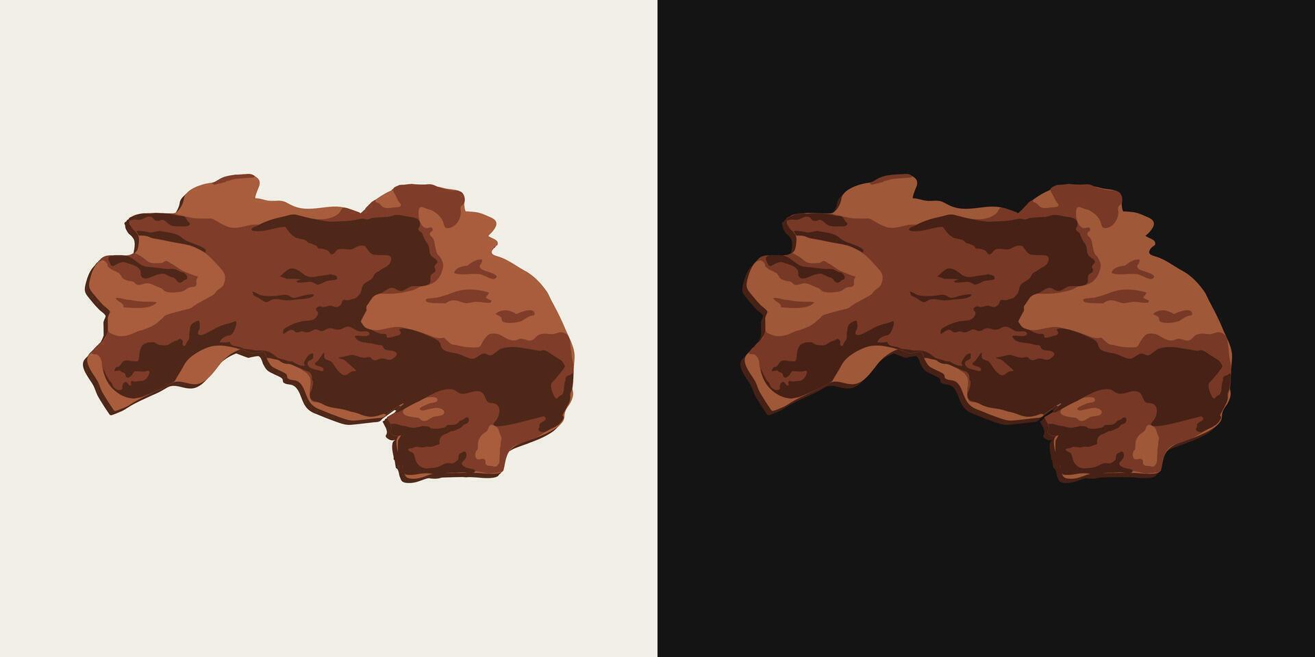 Thin piece of pine, cedar tree bark on black, white background. Image tracing, cleaned and simplified illustration. Realistic style. Not AI. vector