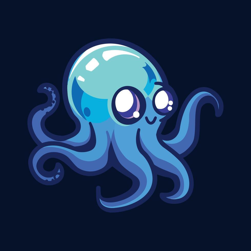 Baby octopus illustration suitable for logos with black backgrounds vector