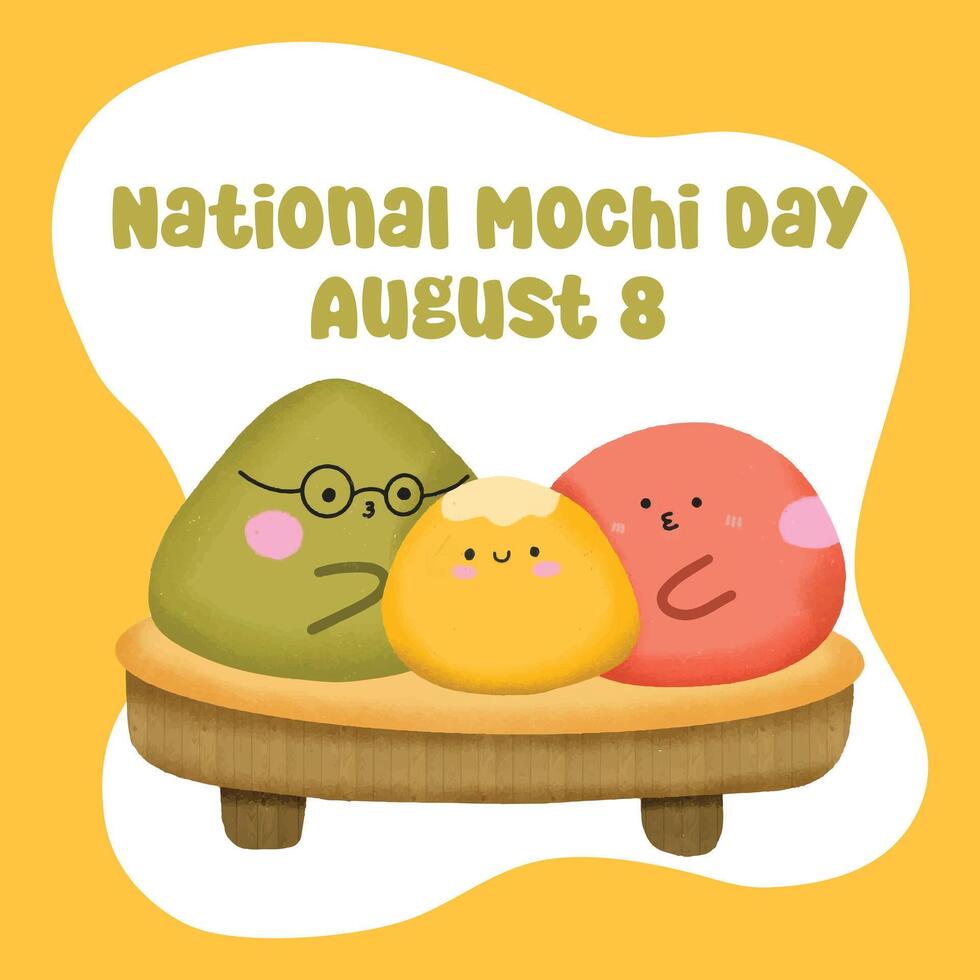 National Mochi Day Celebration with cute kawaii art style. Suitable for flat design, flyer design, flat illustration, etc vector