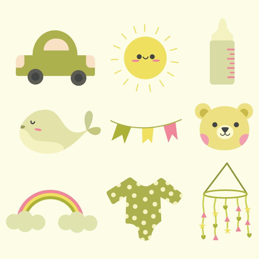 Baby element collection flat illustration vector