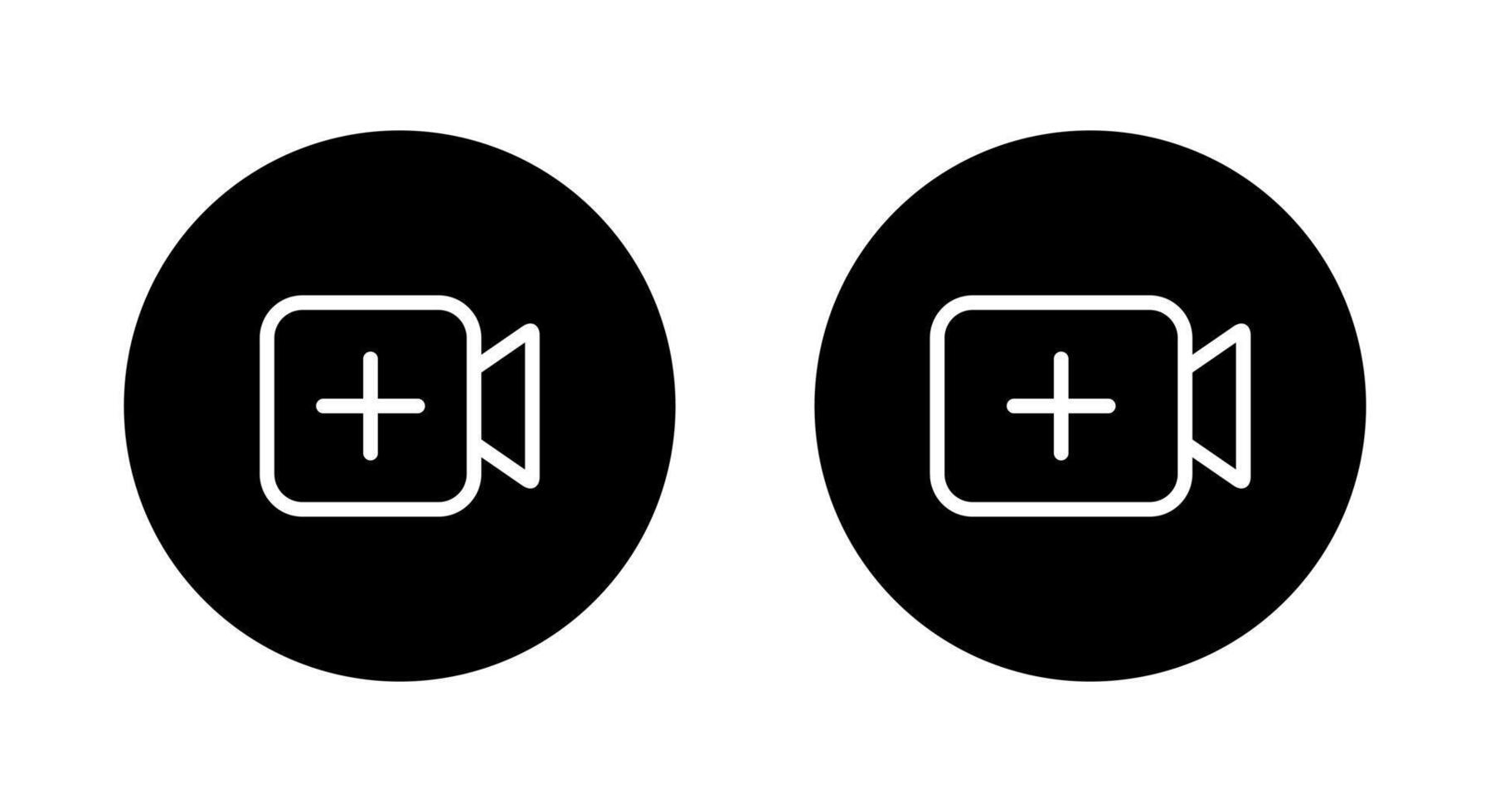 Add icon on black circle. Plus with camera sign symbol. Upload content concept vector