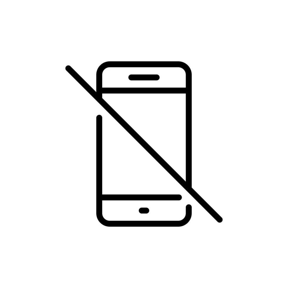 Turn off phone icon in line style. No cellphone sign symbol vector