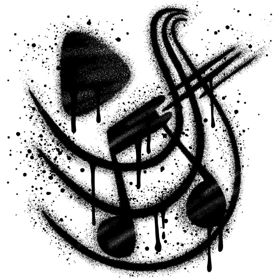 Spray Painted Graffiti Tone icon Word Sprayed isolated with a white background. graffiti Note music icon with over spray in black over white. vector