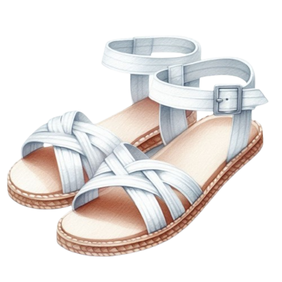 Fashionable White Sandals for Ladies with Transparent Background png