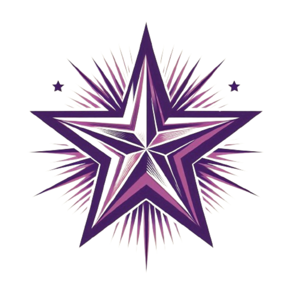 Purple Five Pointed Star on Transparent Background png