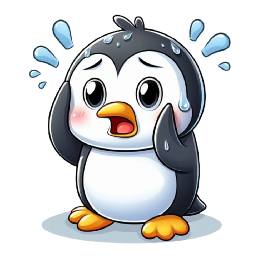 Cute cartoon little penguin on transparent background png