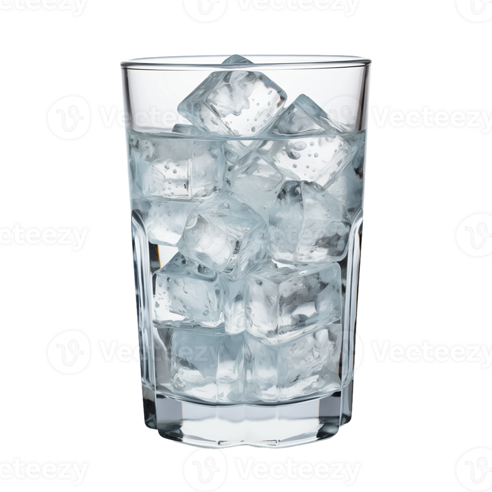 Glass of Water with Ice Cubes on Isolated Transparent Background png