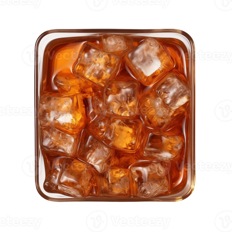 Glass of Iced Tea with Ice Cubes Isolated on Transparent Background. Concept of Refreshing Summer Drink. png