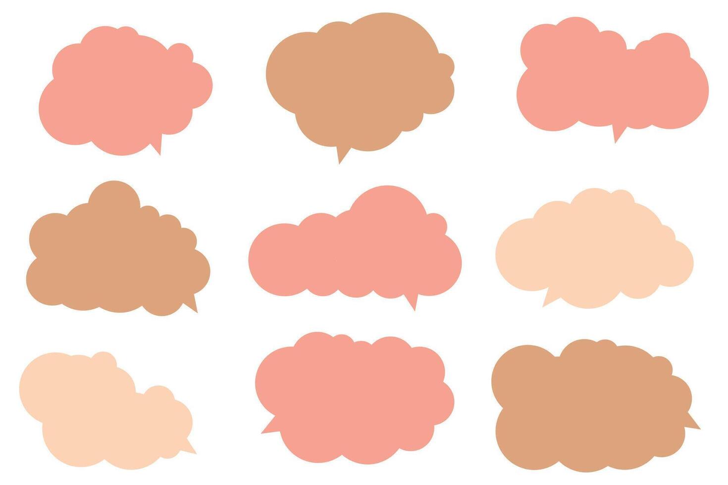 Set speech bubbles on white background. chat box or chat square and doodle message or communication icon Cloud speaking for comics and minimal message dialog vector