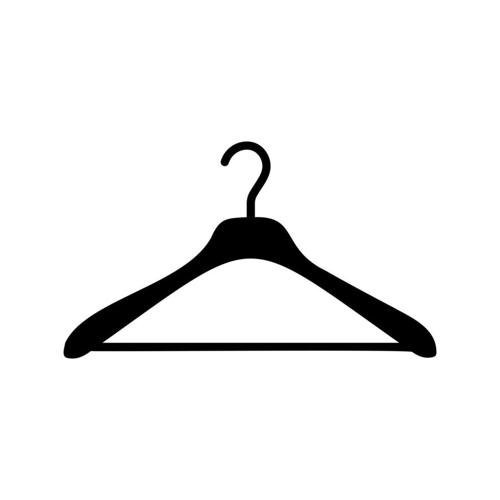 Hanger wardrobe simple icon. Cloakroom silhouette pictogram. Clothes rack, service symbol. Dry cleaning, clothing store sign. Eps. vector