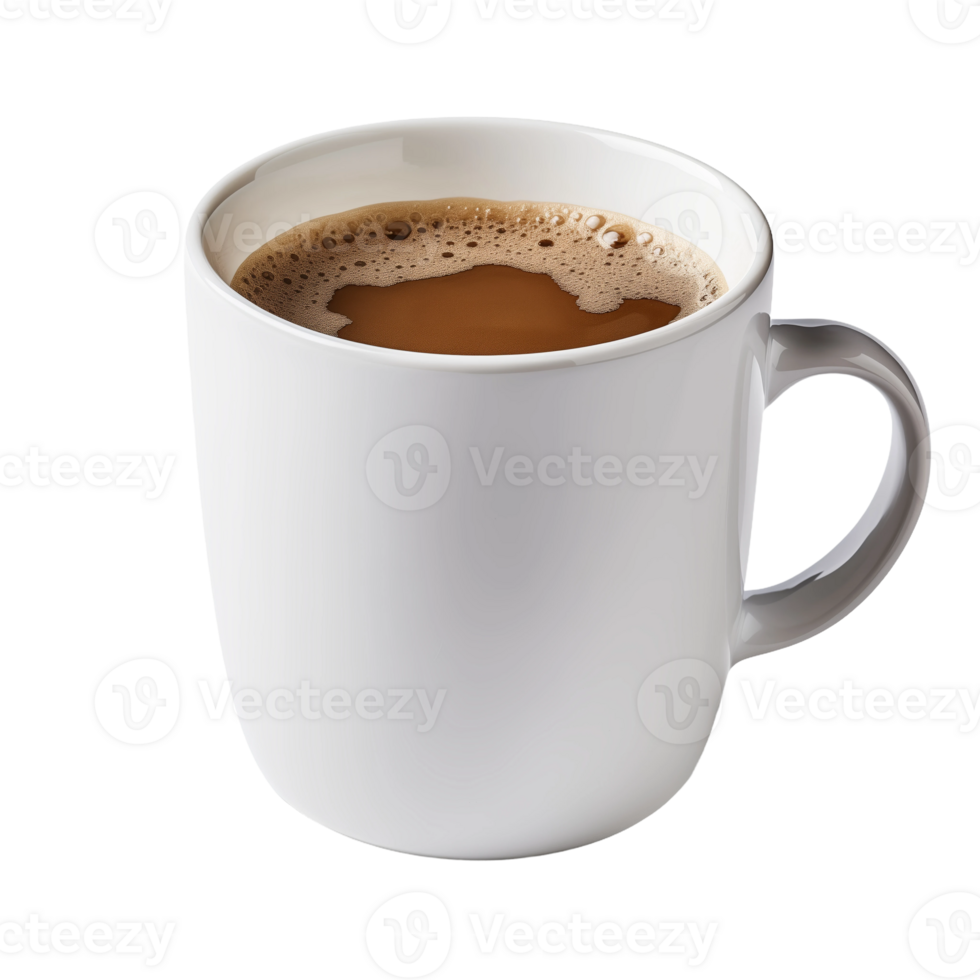 White Mug of Coffee Isolated on Transparent Background. Concept of Morning Beverage and Coffee Culture. png