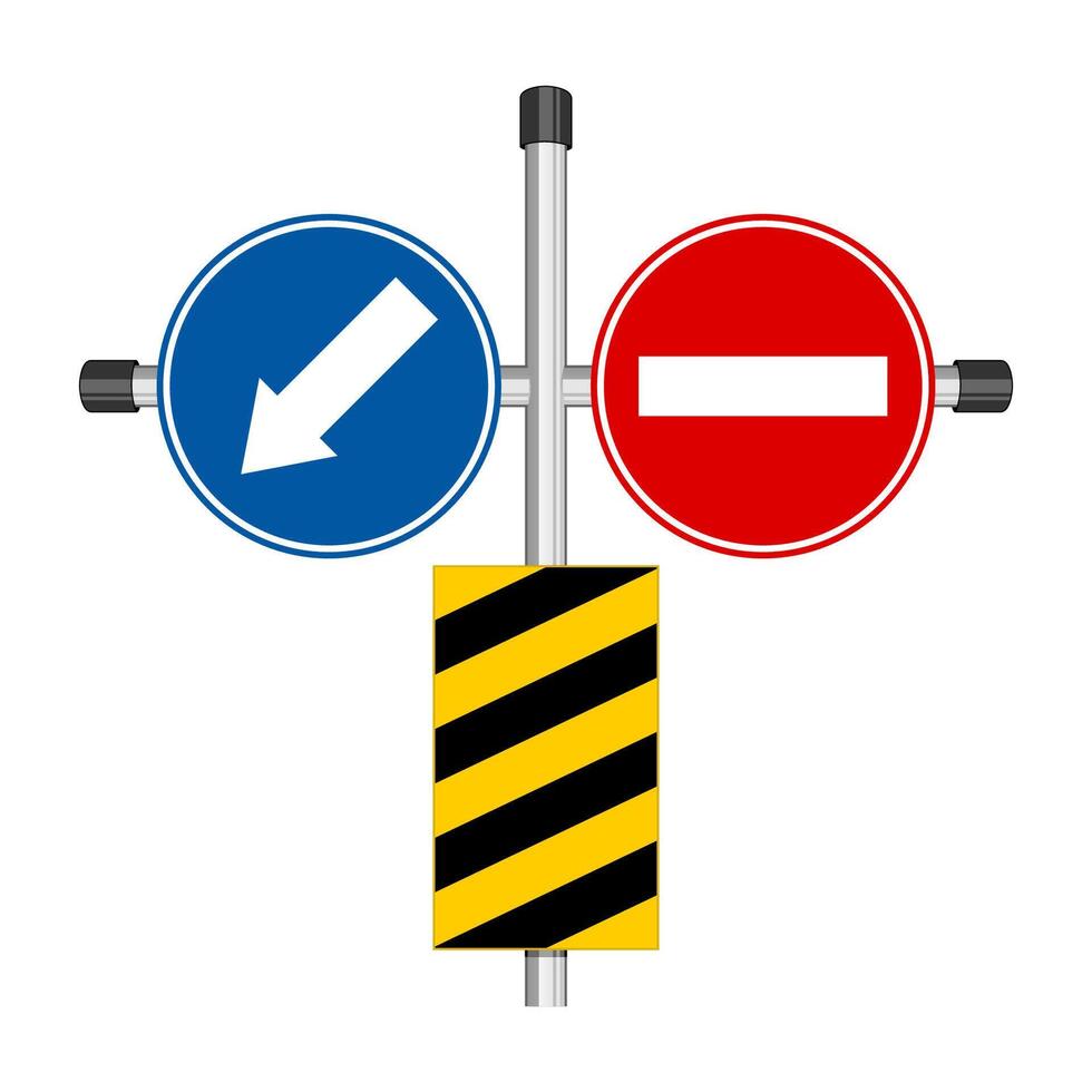 Keep Left Traffic Road Sign, Isolate On White Background Traffic warning sign vector