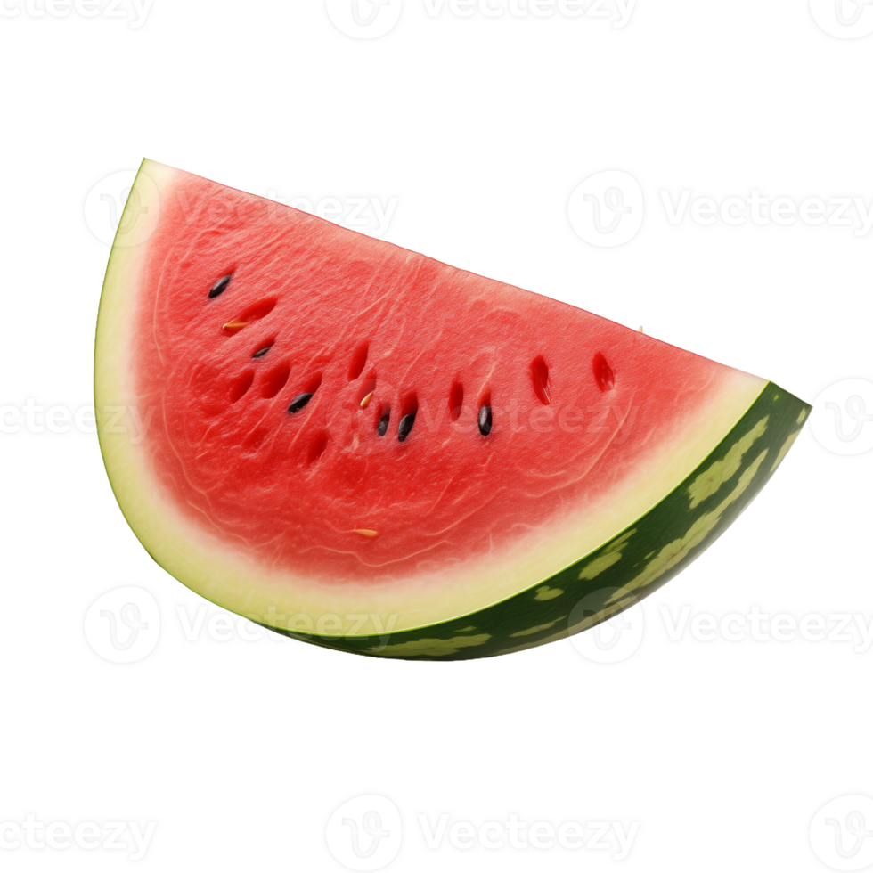 Slice of ripe watermelon isolated on a transparent background. Concept of refreshing summer fruit and healthy snack. png