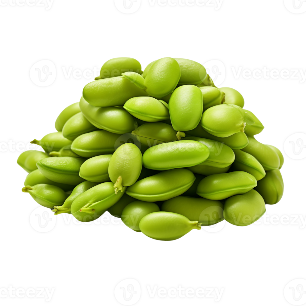 Pile of fresh edamame beans isolated on a transparent background. Concept of healthy snack and nutritious legume. png