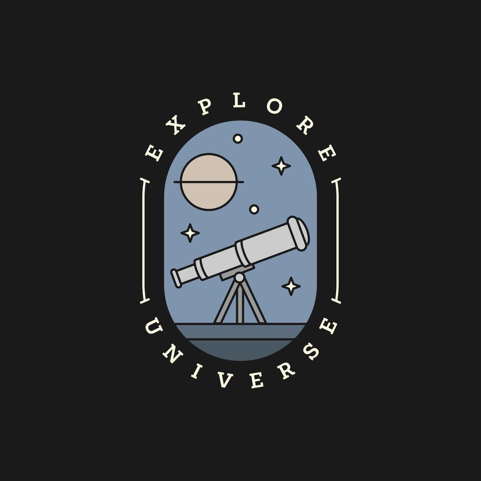 space telescope illustration badge vector