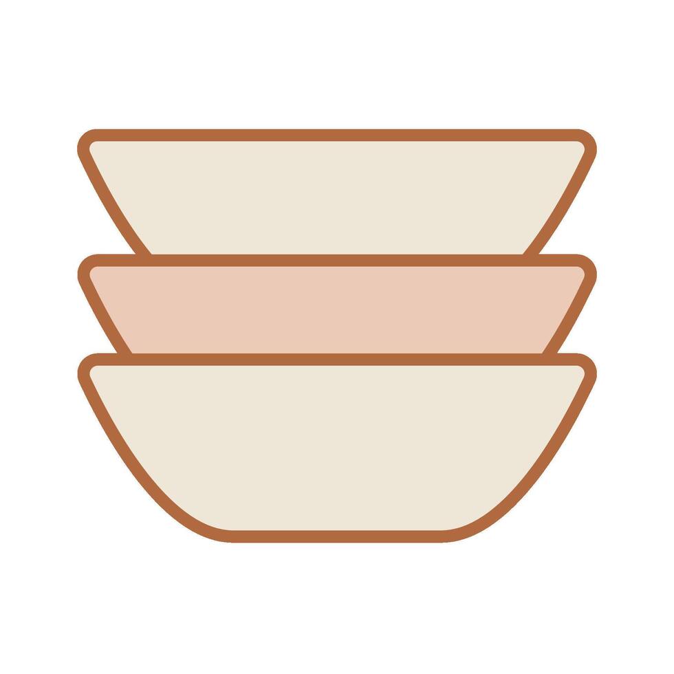 Stack of bowls plates line icon. vector
