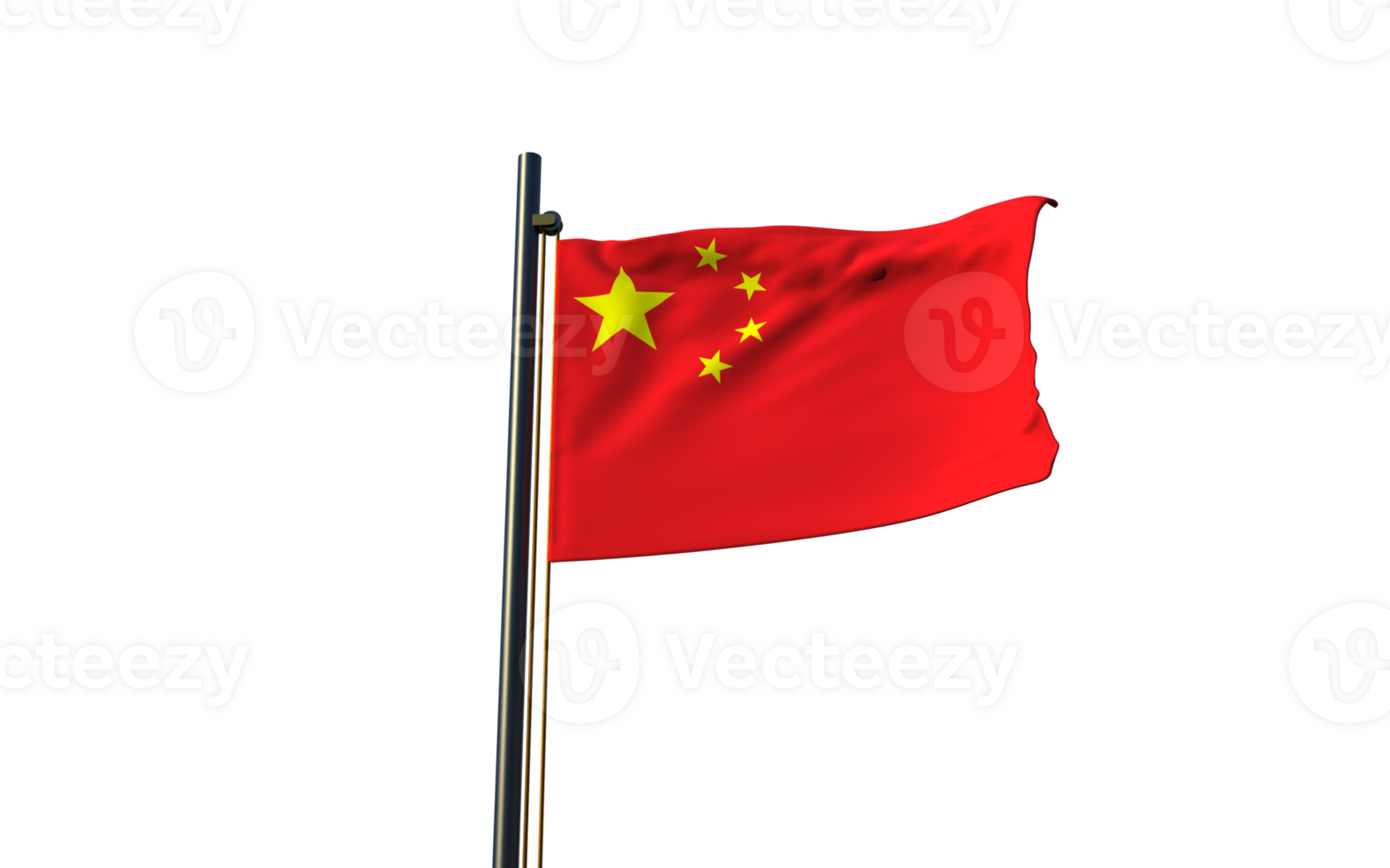china flag on pole with transparent background png