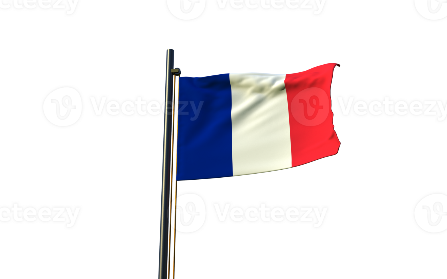 french flag on pole with transparent background png