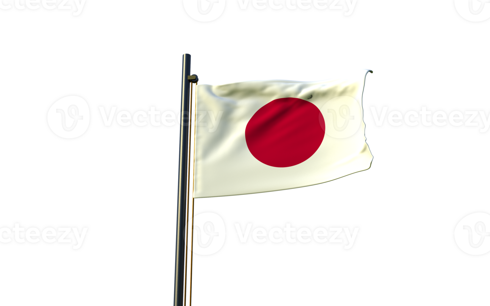 japan flag on pole with transparent background png