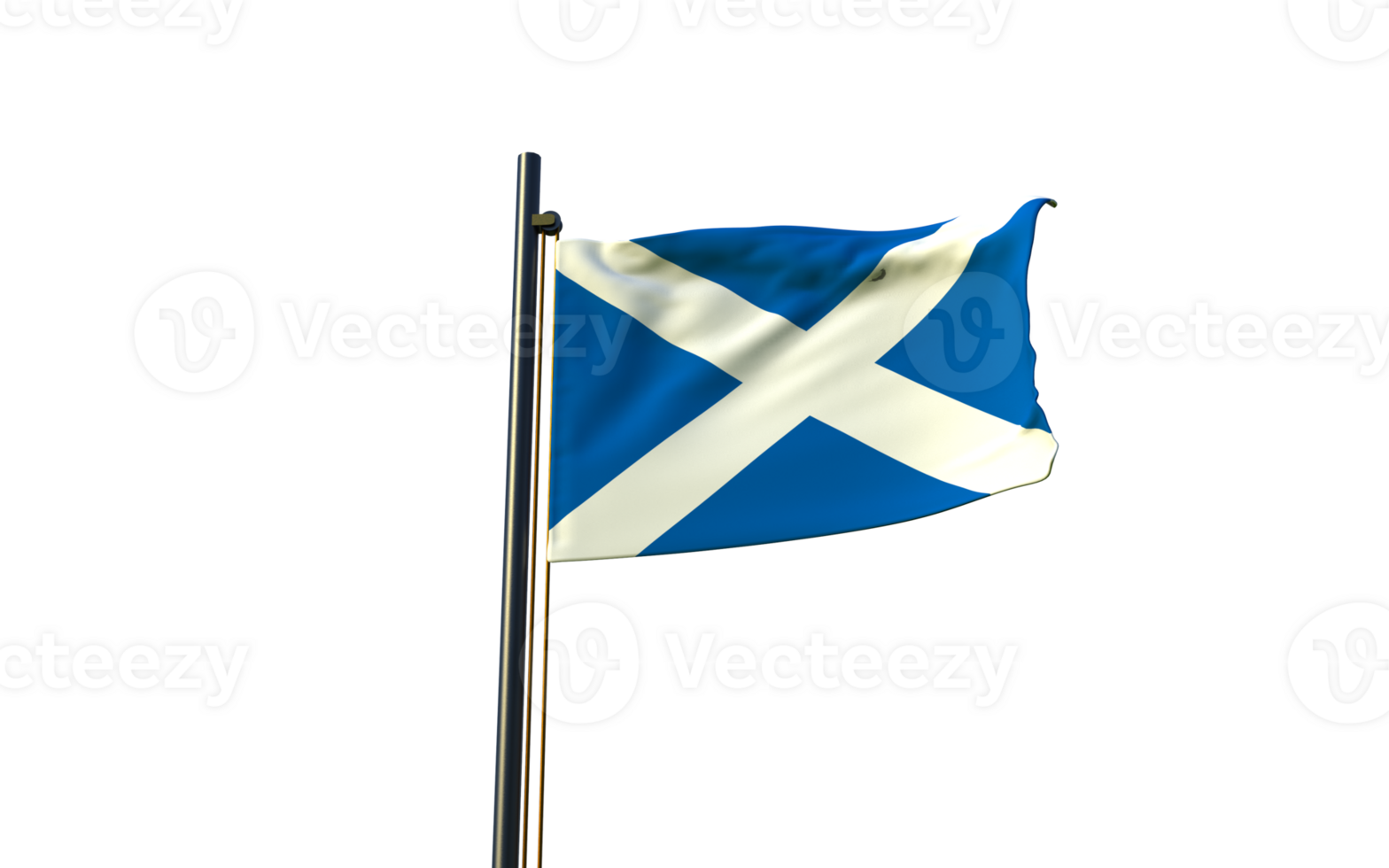 scotland flag on a pole with a transparent background png