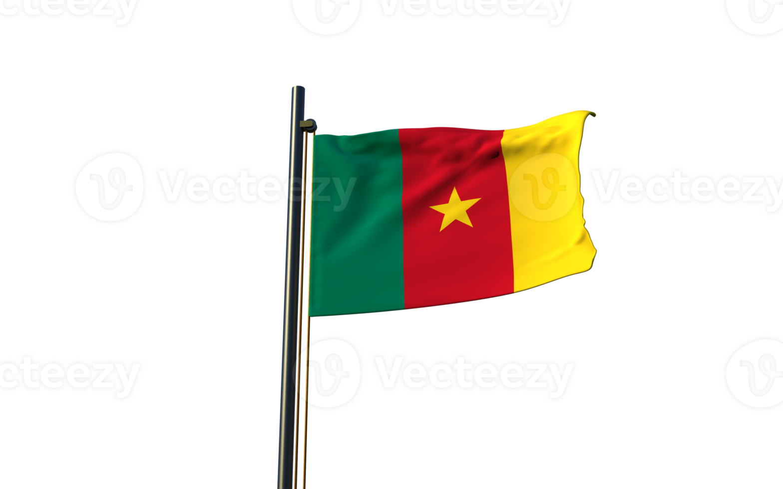 cameroon flag on flagpole png