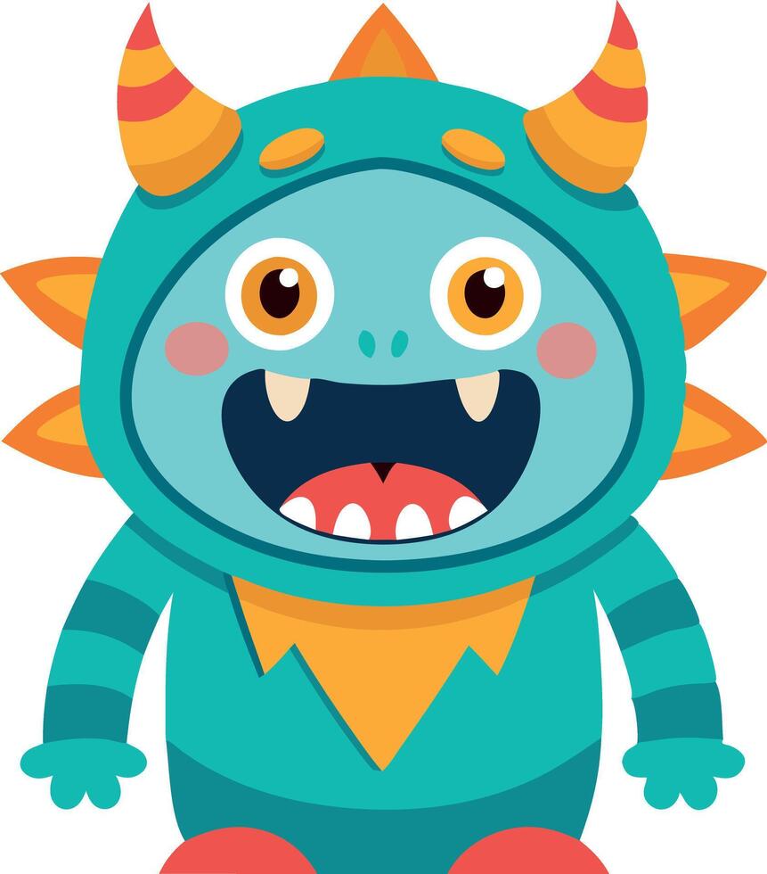 Kid dressed as a colorful monster for Halloween vector
