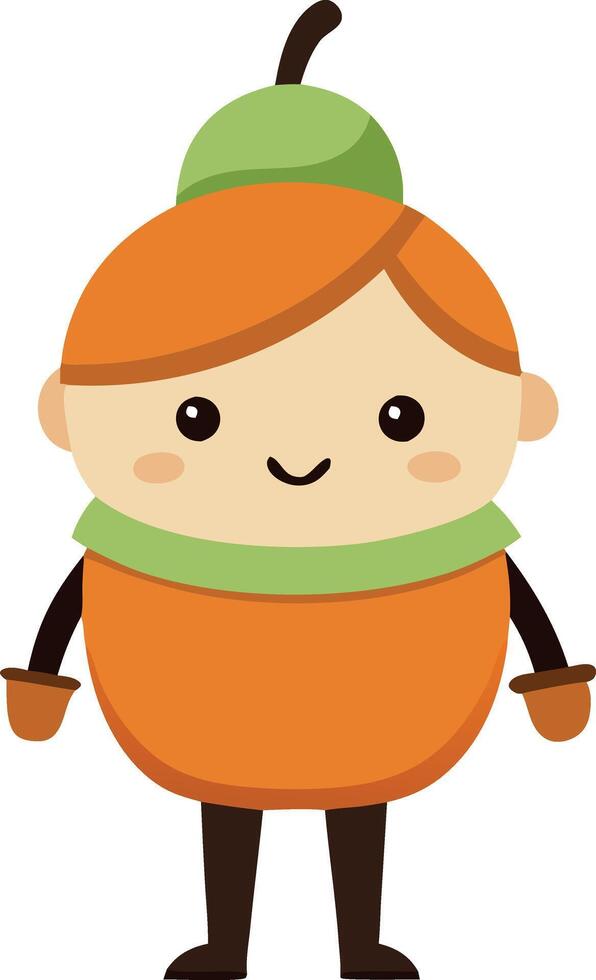 Kid dressed as a pumpkin for Halloween vector